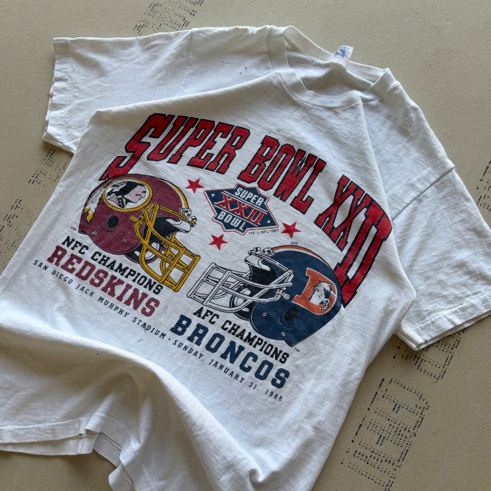 Vintage 80s Logo 7 Super Bowl XXII Redskins Broncos T-shirt